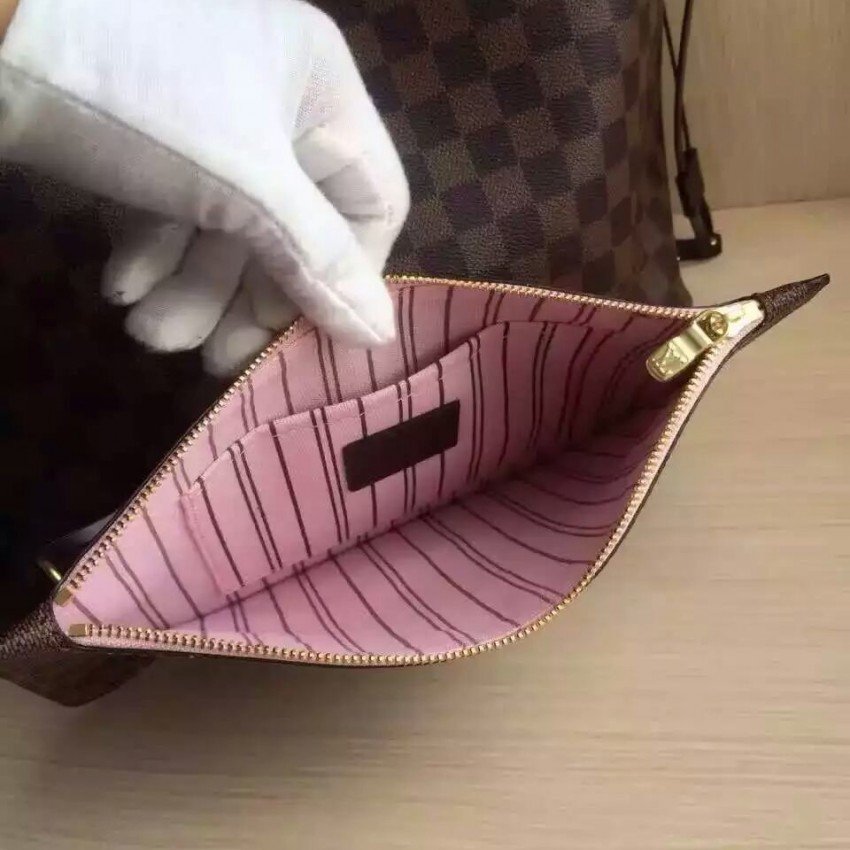 LV Neverfull Damier Ebene pink ballerine bag