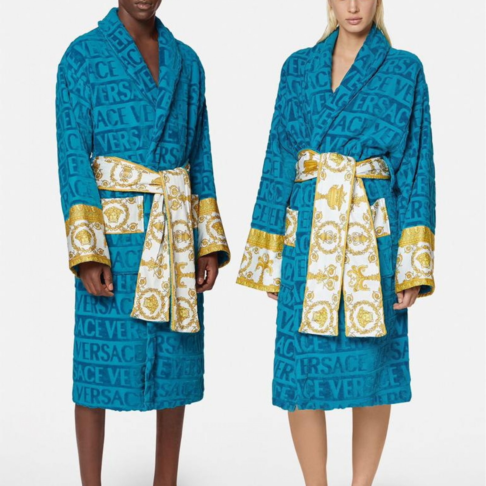 Versace robes for Men and Women Unisex Bathrobes, House Coats Barocco Sleeve