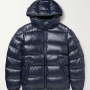 Maya Navy Quilted Shell Hooded Down Jacket