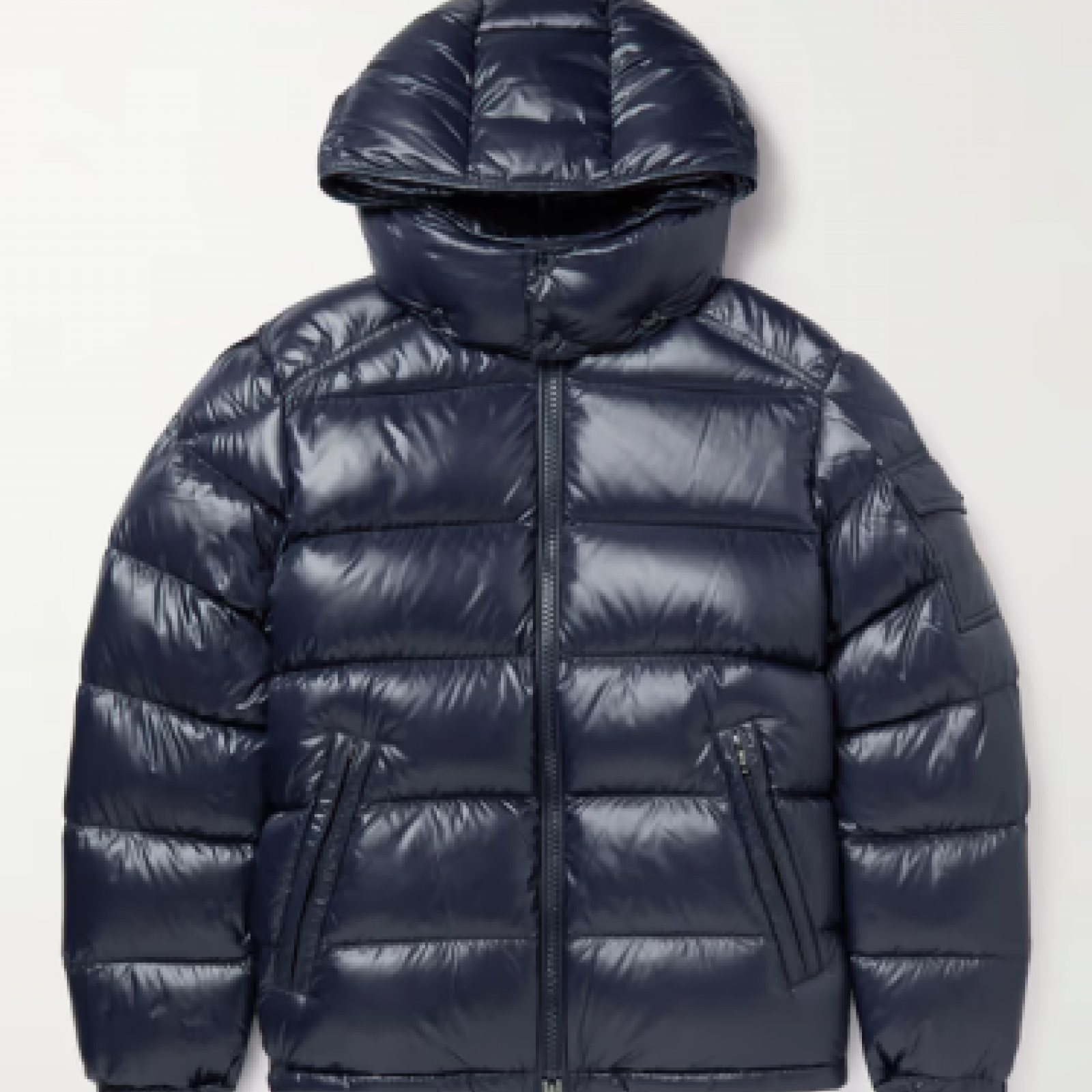 Maya Navy Quilted Shell Hooded Down Jacket