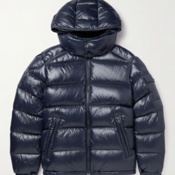Maya Navy Quilted Shell Hooded Down Jacket