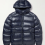 Maya Navy Quilted Shell Hooded Down Jacket