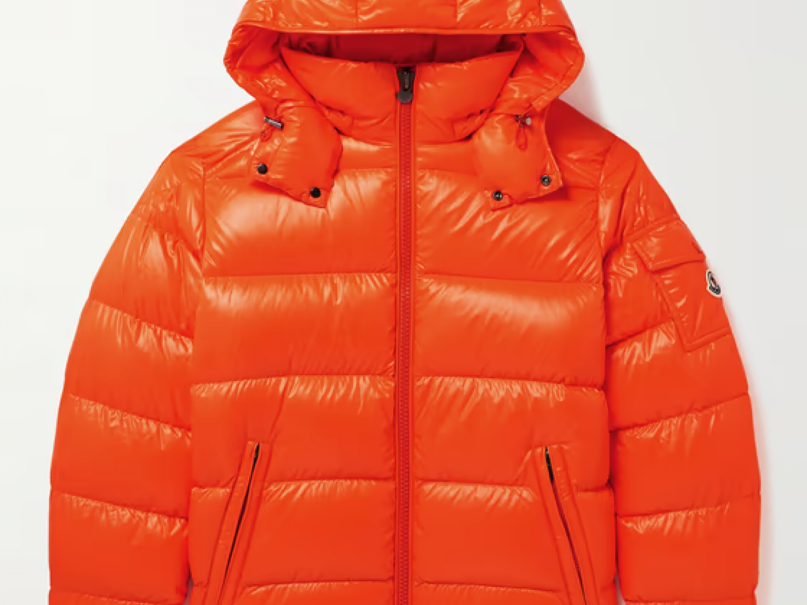 Maya Orange Logo-Appliquéd Quilted Shell Hooded Down Jacket