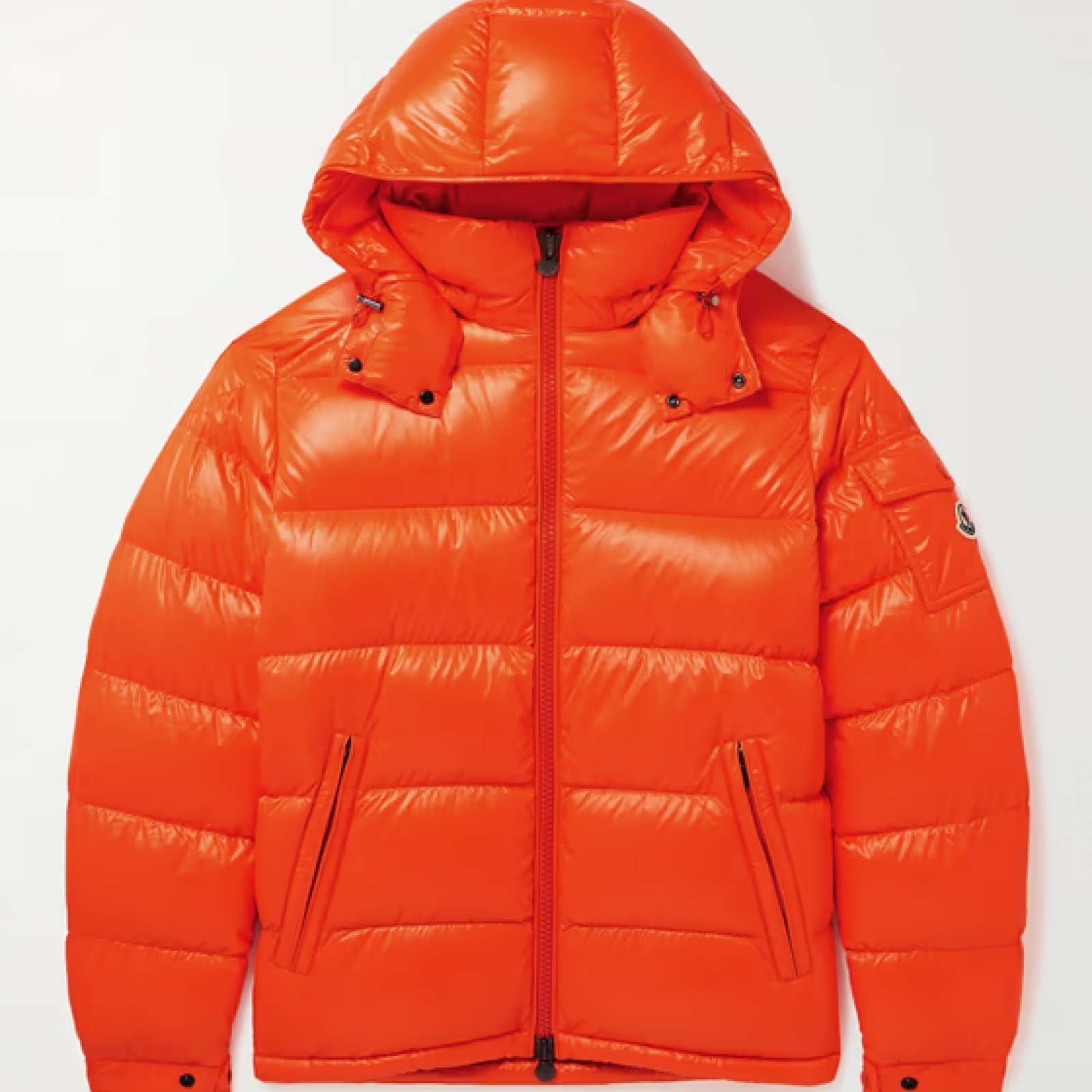 Maya Orange Logo-Appliquéd Quilted Shell Hooded Down Jacket