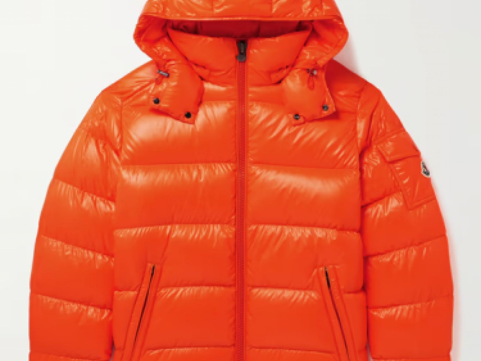 Maya Orange Logo-Appliquéd Quilted Shell Hooded Down Jacket