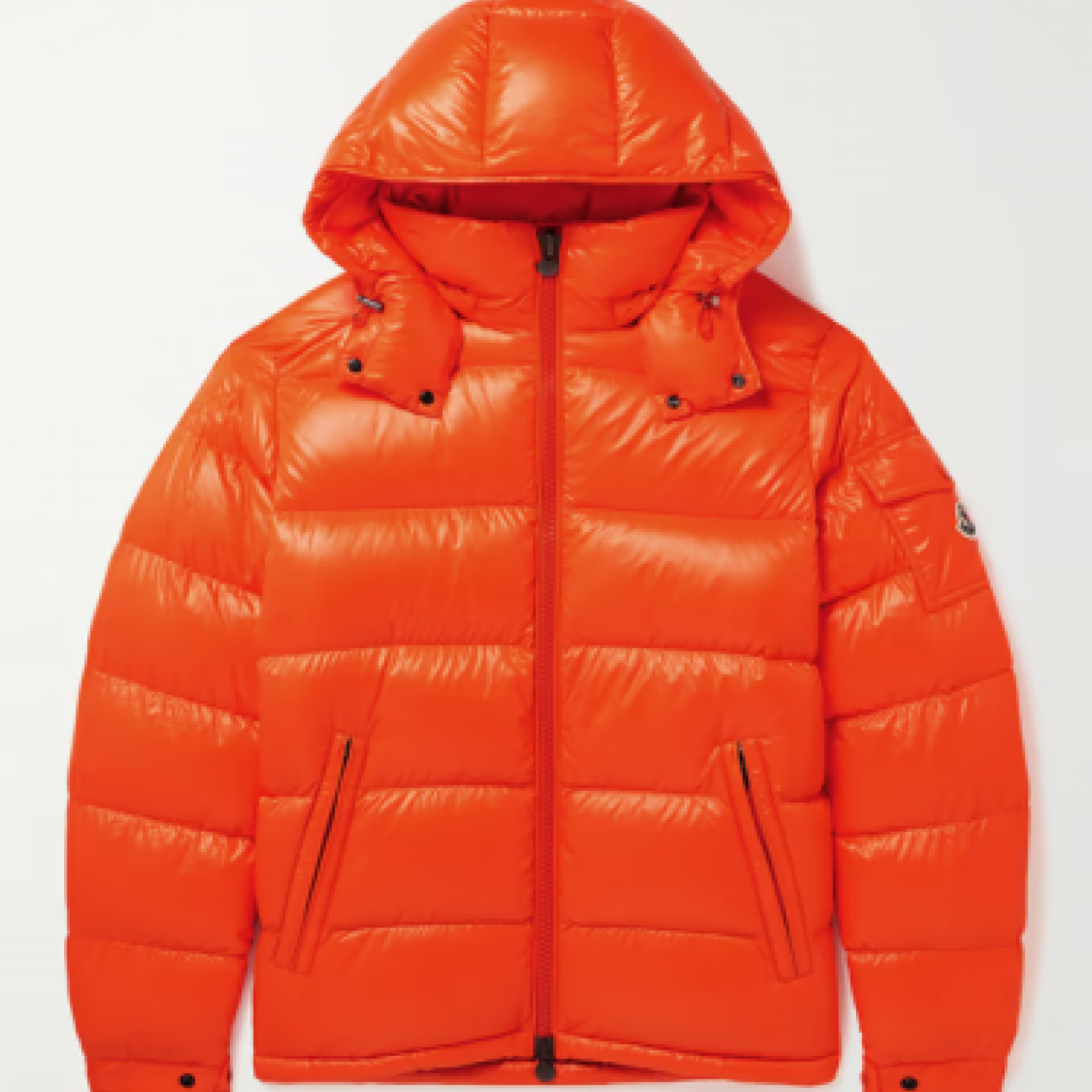 Maya Orange Logo-Appliquéd Quilted Shell Hooded Down Jacket