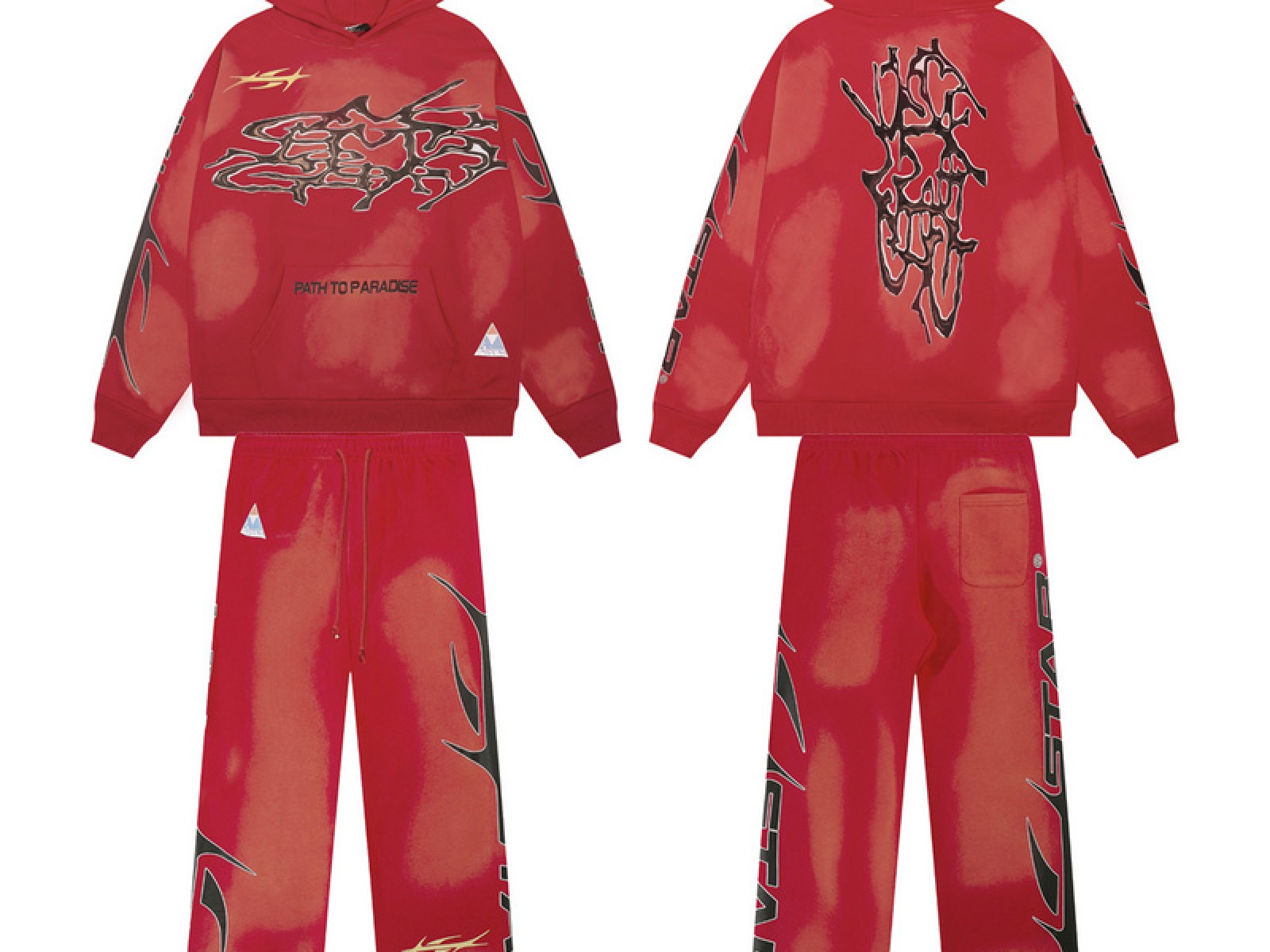 HELLSTAR Red Hoodie and Sweatpants set