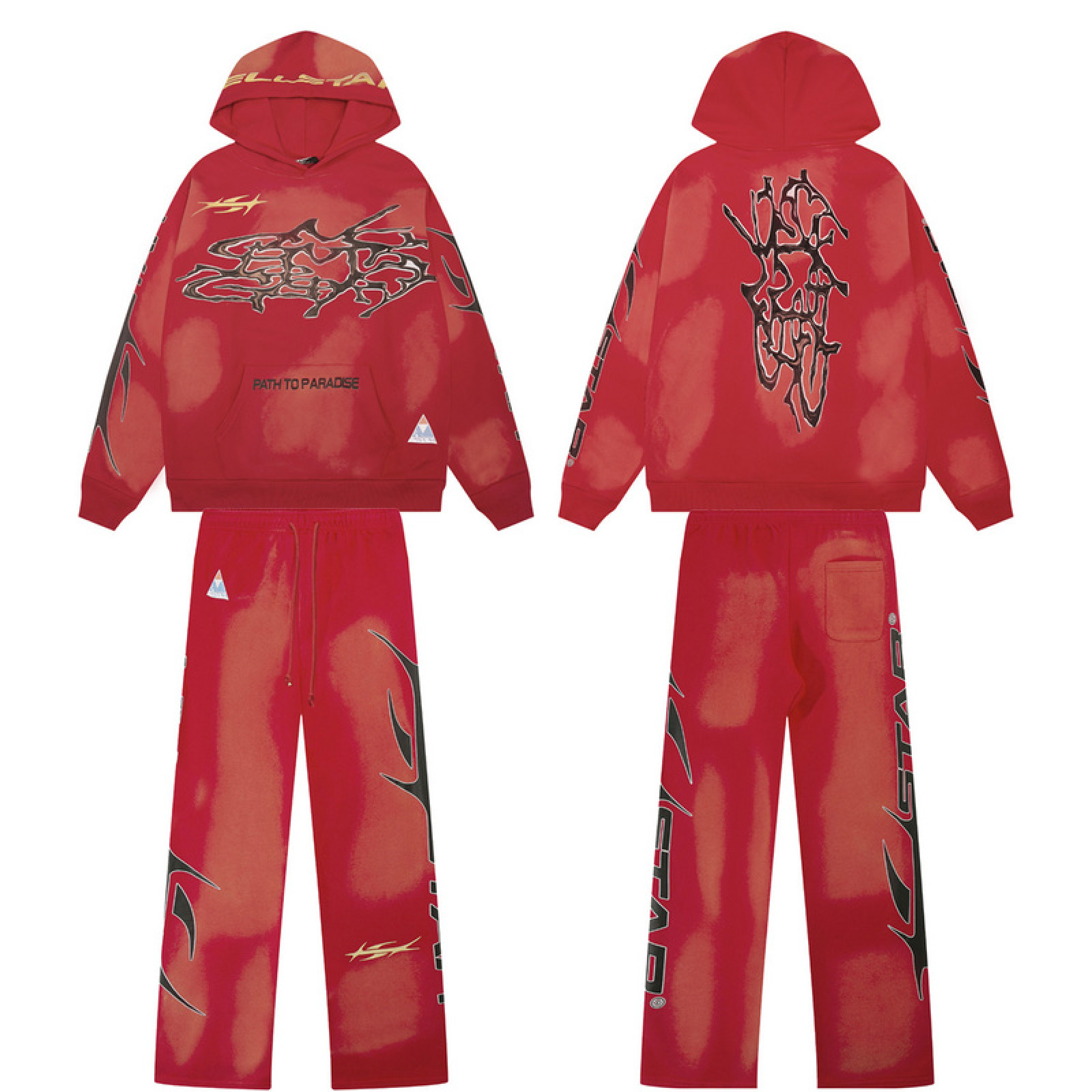 HELLSTAR Red Hoodie and Sweatpants set