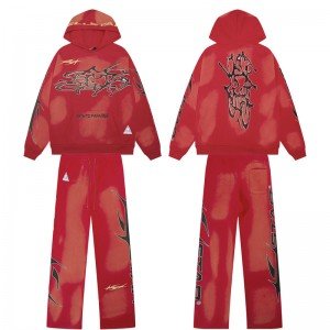HELLSTAR Red Hoodie and Sweatpants set