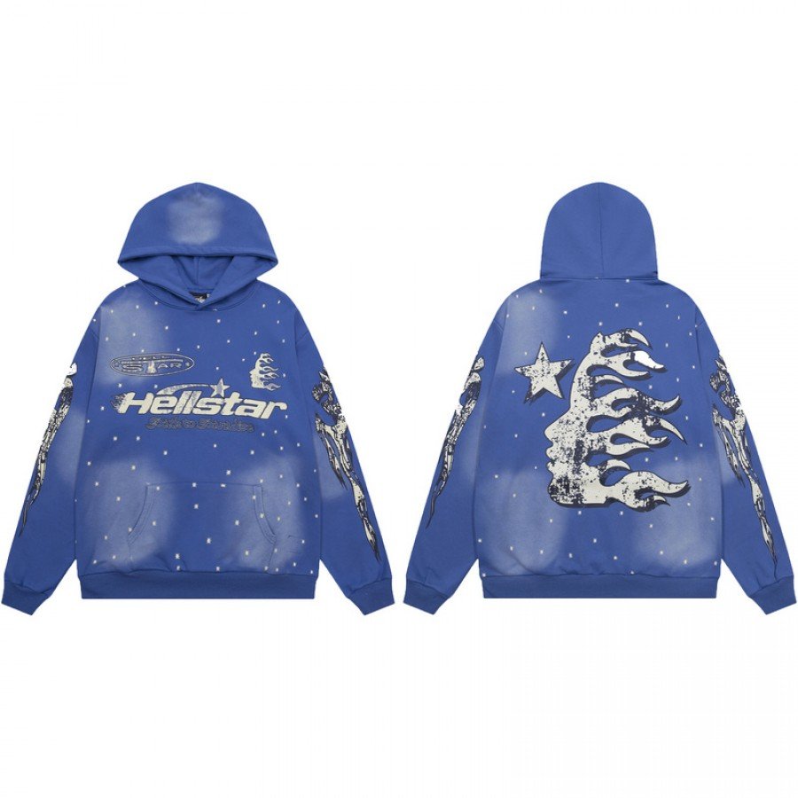 Hellstar Uniform Hoodie and Pants Blue Sweatshirts Full Set