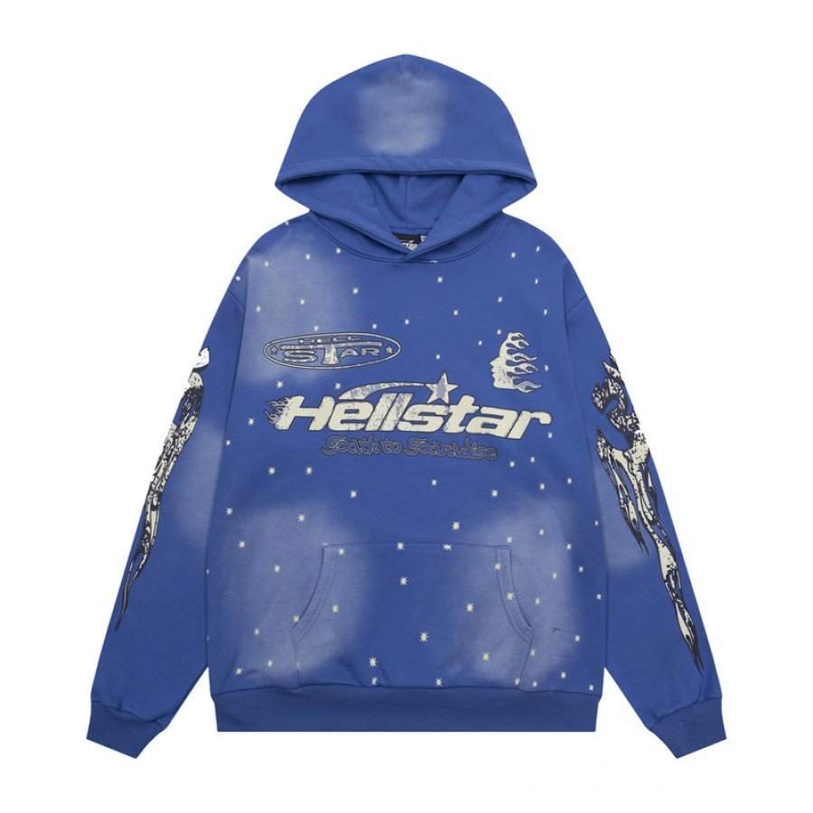 Hellstar Uniform Hoodie and Pants Blue Sweatshirts Full Set