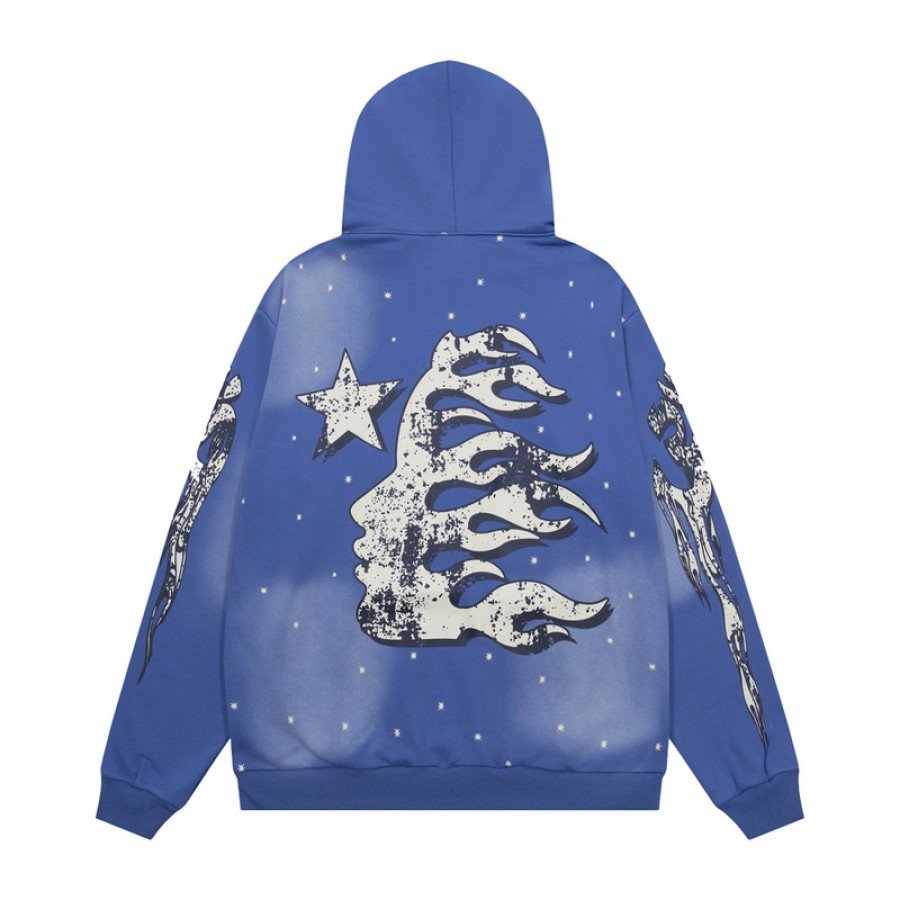 Hellstar Uniform Hoodie and Pants Blue Sweatshirts Full Set