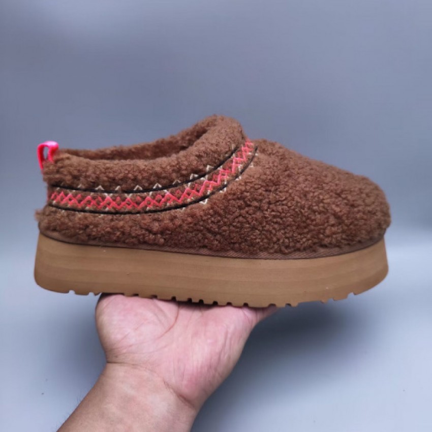 UGG Ethnic Style Teddy Roll Slippers - Brown