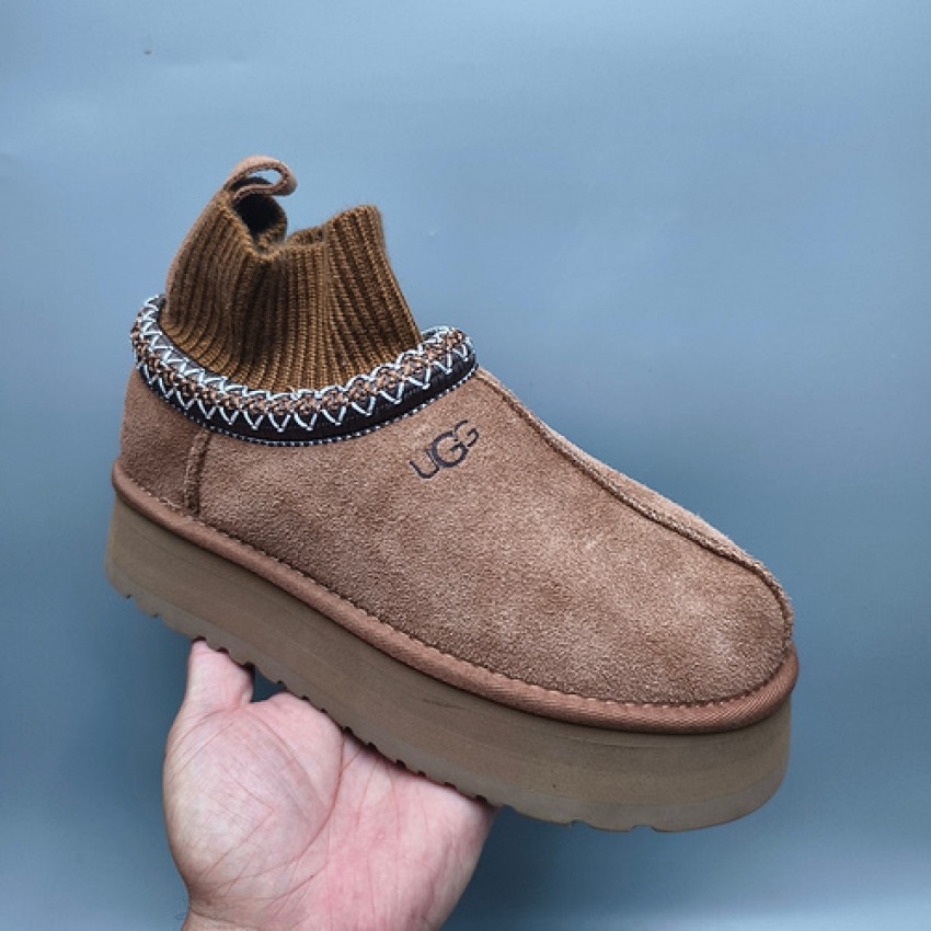 UGG Thick-Soled Ethnic Weave Slippers - Maroon