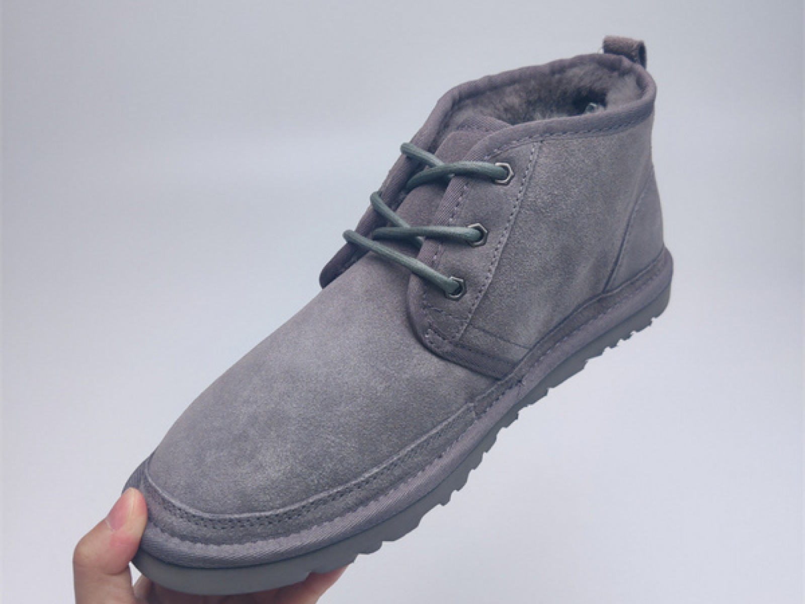 Fur Integrated Casual Unisex Slippers - Grey