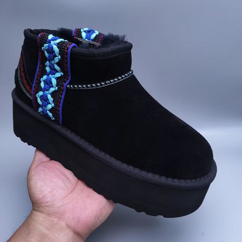 Ethnic Style Classic Thick Sole Slippers - Black