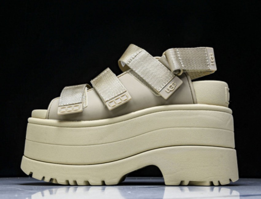 Golden Glow Platform Sandal Slippers - Light Gray/Dark Dune