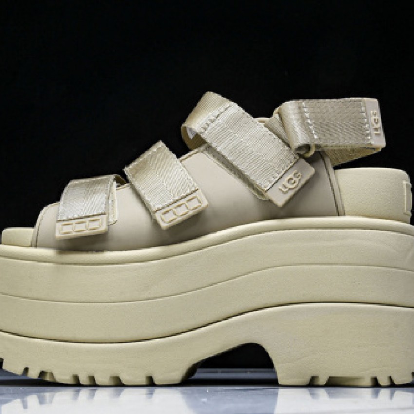 Golden Glow Platform Sandal Slippers - Light Gray/Dark Dune