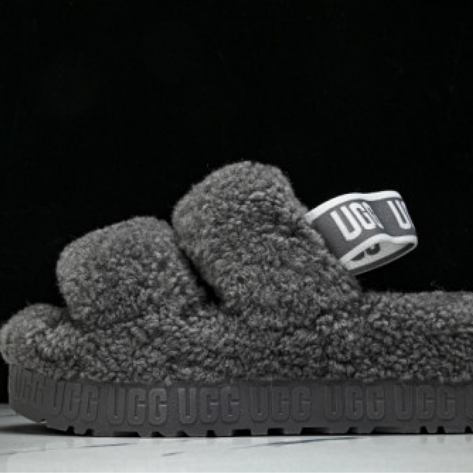 2025 New Style Womens Frosted Thick Sole Sandals with Sponge - Black/Grey