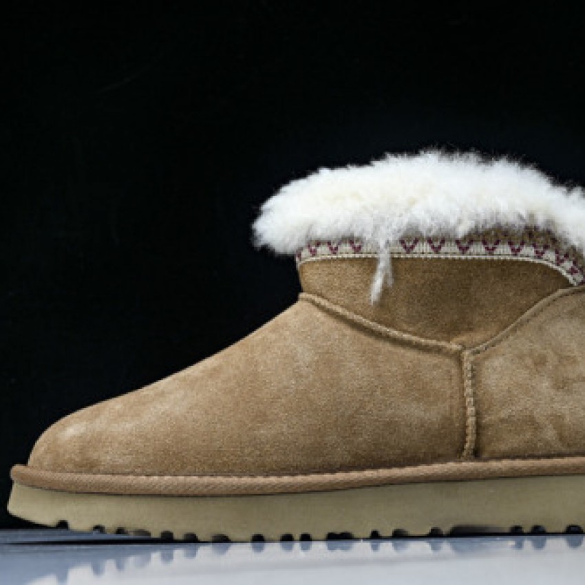 Women's 2025 Winter Snow Boots - Anti-Slip Woolen Ankle Boots Brown/White