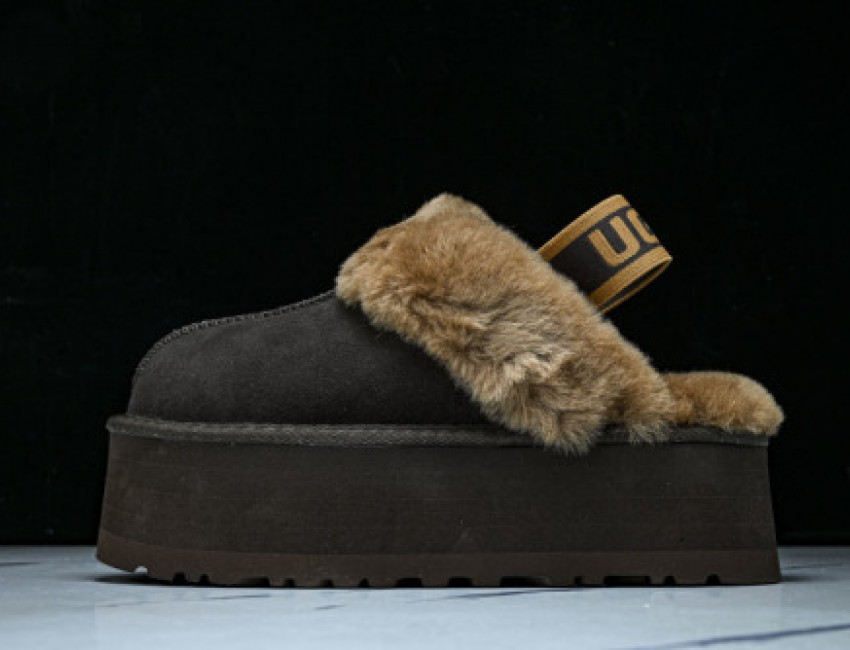 Women's Thick-Soled Slippers - Black/Brown