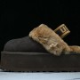 Womens Thick-Soled Slippers - Black/Brown