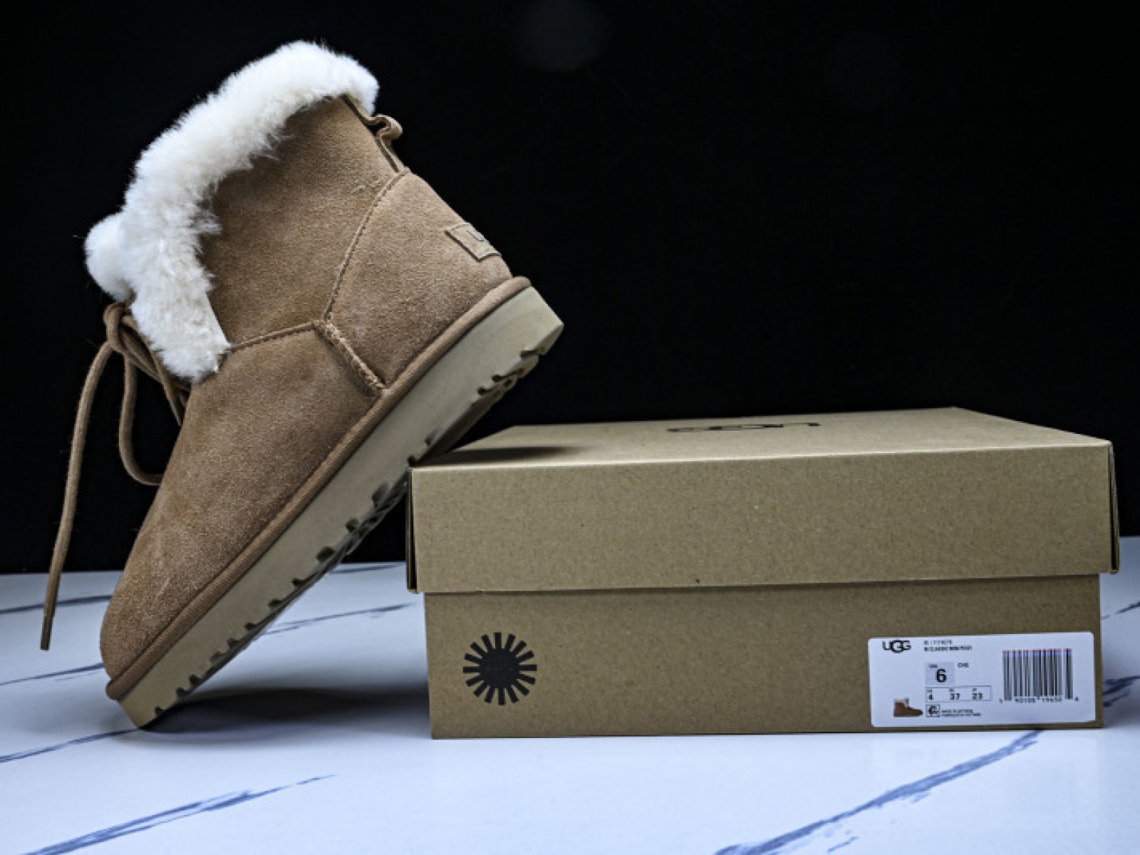 Womens Short Snow Boots - Autumn Winter Woolen Shoes Brown/White