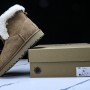 Womens Short Snow Boots - Autumn Winter Woolen Shoes Brown/White