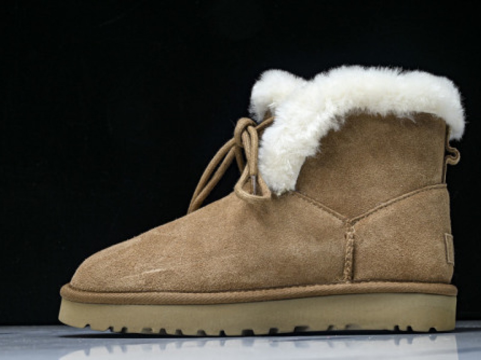 Womens Short Snow Boots - Autumn Winter Woolen Shoes Brown/White
