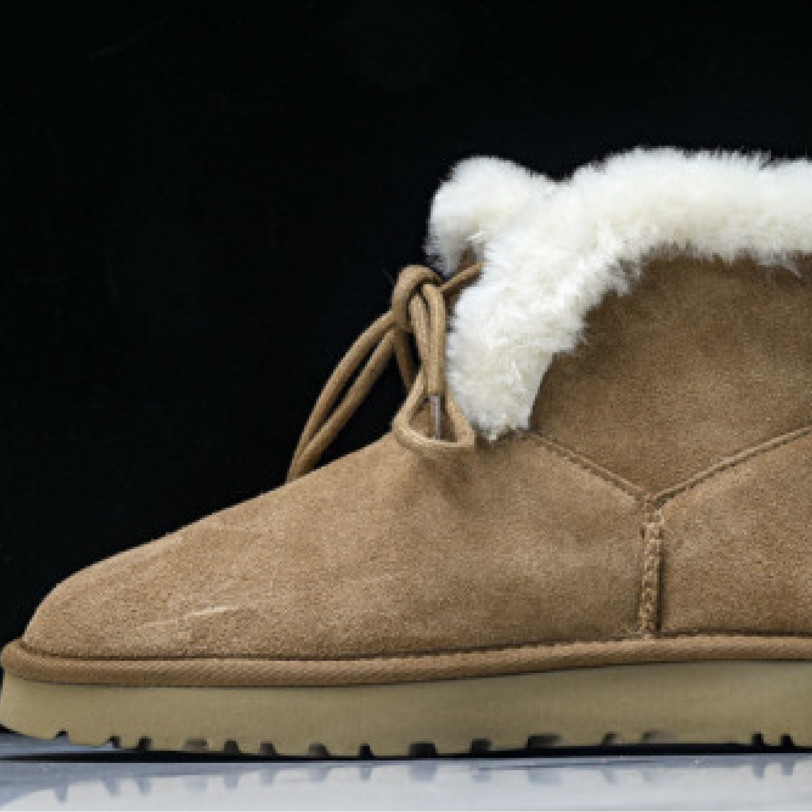 Womens Short Snow Boots - Autumn Winter Woolen Shoes Brown/White