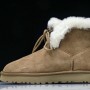 Womens Short Snow Boots - Autumn Winter Woolen Shoes Brown/White