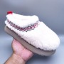 UGG Ethnic Style Teddy Roll Slippers - White/Red