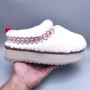 UGG Ethnic Style Teddy Roll Slippers - White/Red