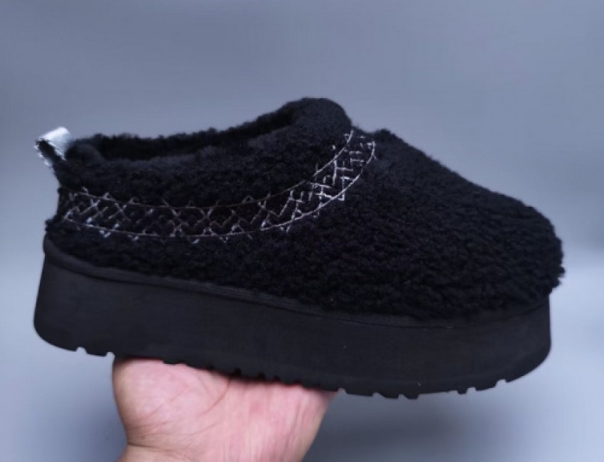 UGG Ethnic Style Teddy Roll Slippers - Black