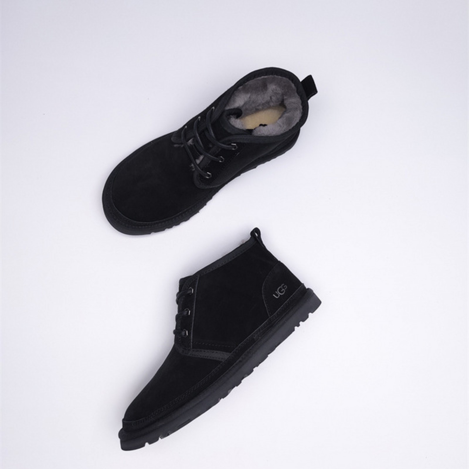 Fur Integrated Casual Unisex Slippers - Black