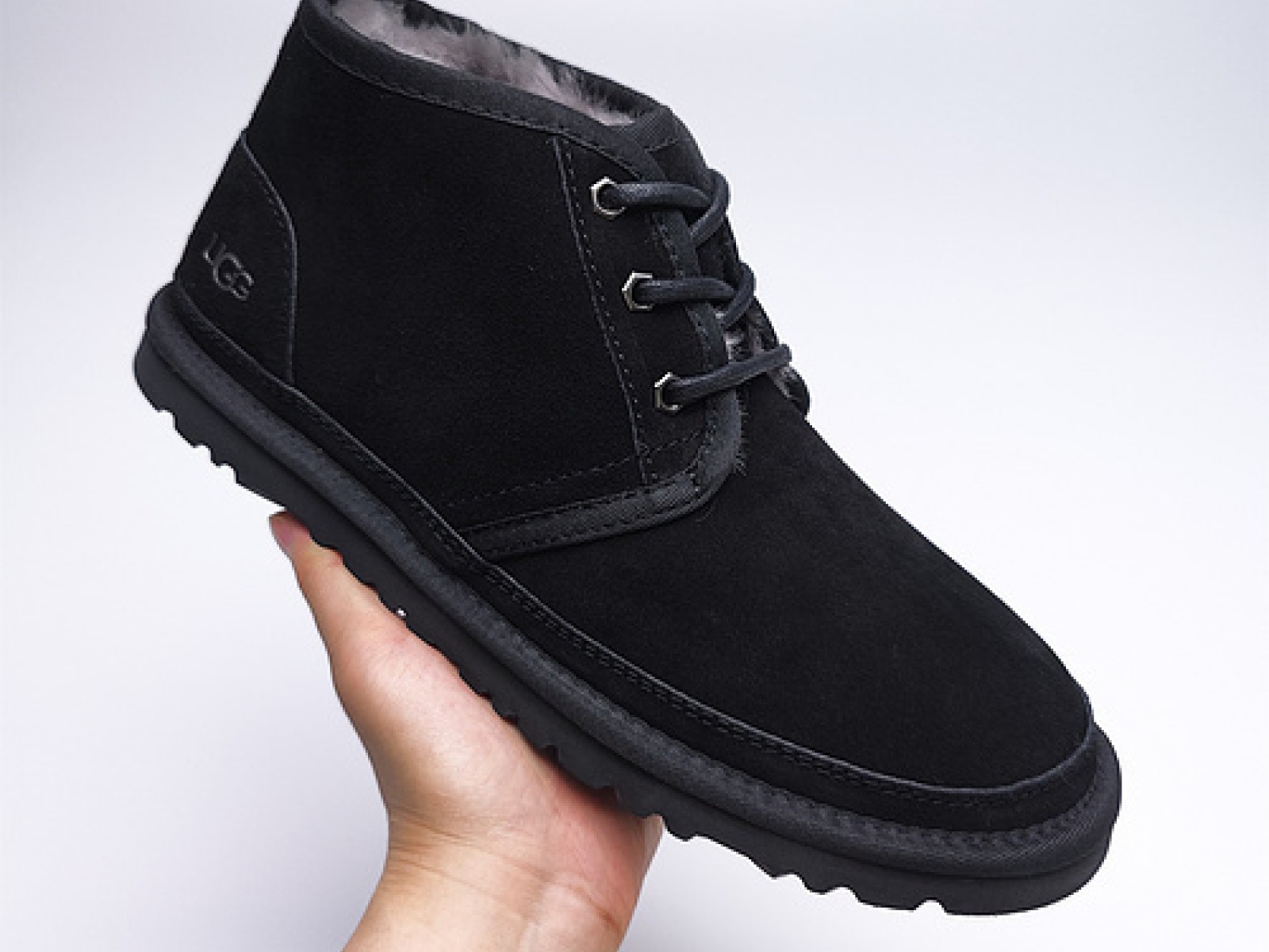 Fur Integrated Casual Unisex Slippers - Black