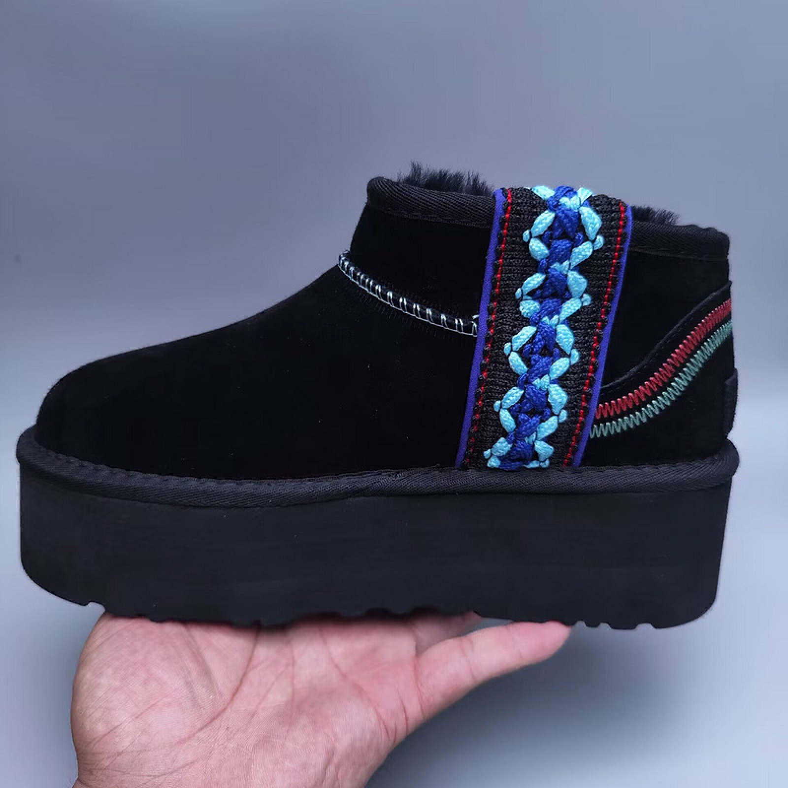 Ethnic Style Classic Thick Sole Slippers - Black