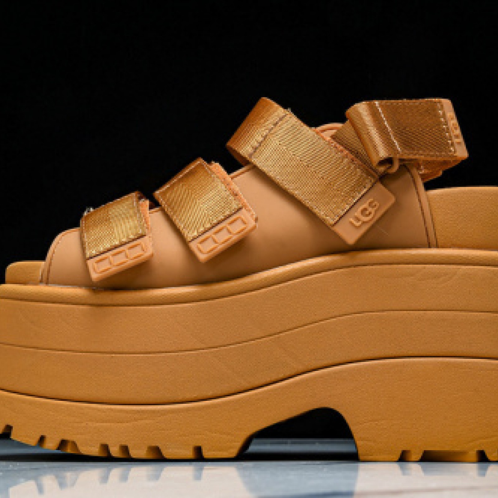 Golden Glow Platform Sandal Slippers - Orange/Dark Orange