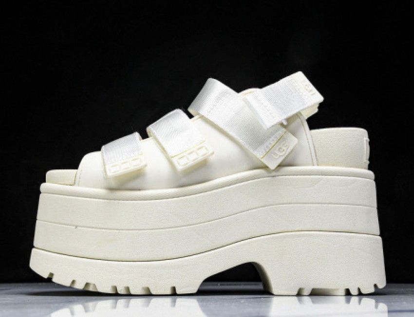 Golden Glow Platform Sandal Slippers - White/Beige