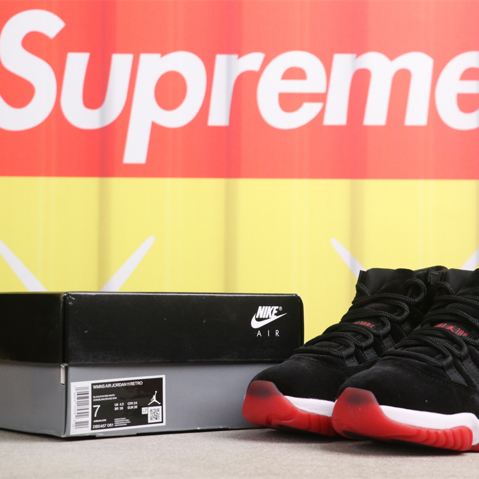 USD Air Jordan 11 Bred Velvet DB5457-061 1 黑红天鹅绒 Size 36-47.5