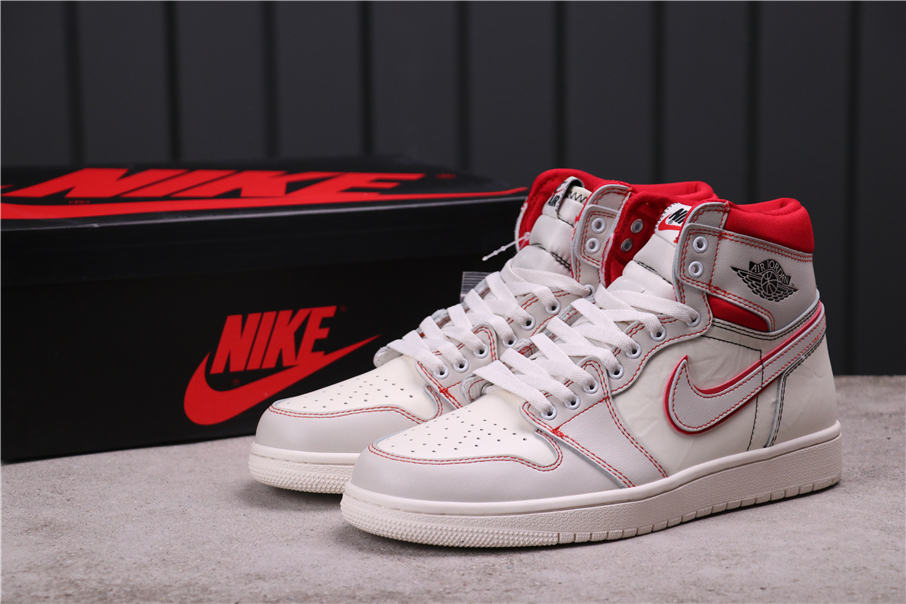 40USD Air Jordan 1 “Sail-University Red” 555088-160 36-46