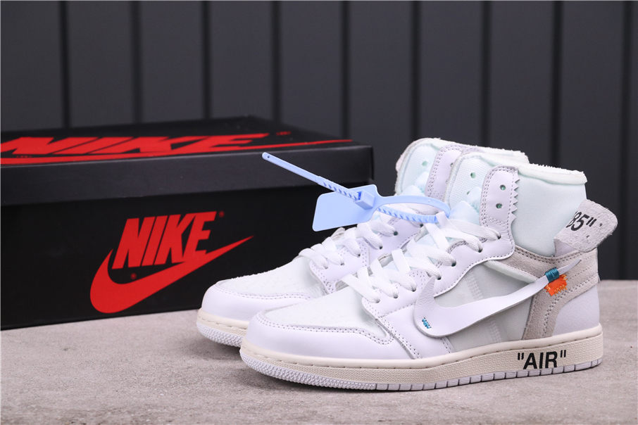 62USD OFF-WHITE x Air Jordan 1 AQ0818-100 36-46