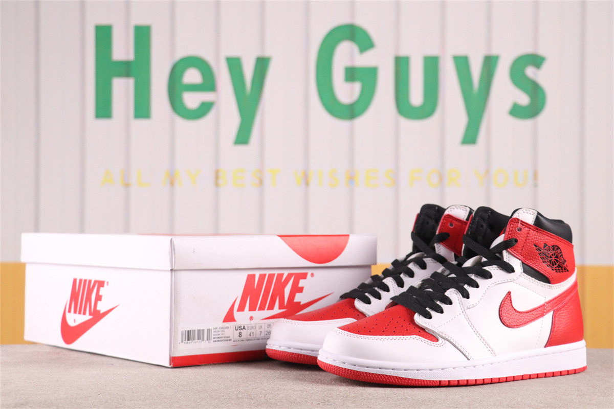 US$44 Air Jordan 1 High OG Heritage 555088-161 白红勾 Size 36-47.5