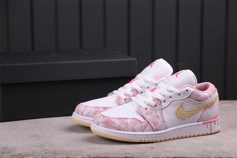 40USD Air Jordan 1 Low GSPaint Drip CW7104-601 Size 36-40