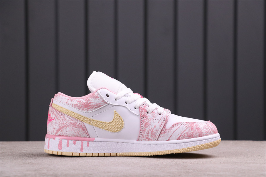 40USD Air Jordan 1 Low GSPaint Drip CW7104-601 Size 36-40