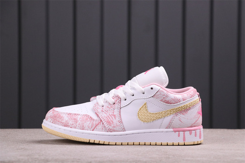 40USD Air Jordan 1 Low GSPaint Drip CW7104-601 Size 36-40