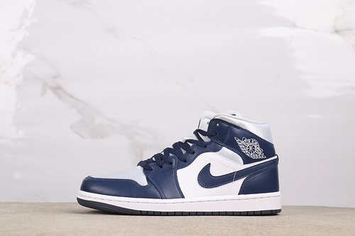 44USD Air Jordan 1 Mid “Football GreyMidnight Navy”  Style：FZ8777-044