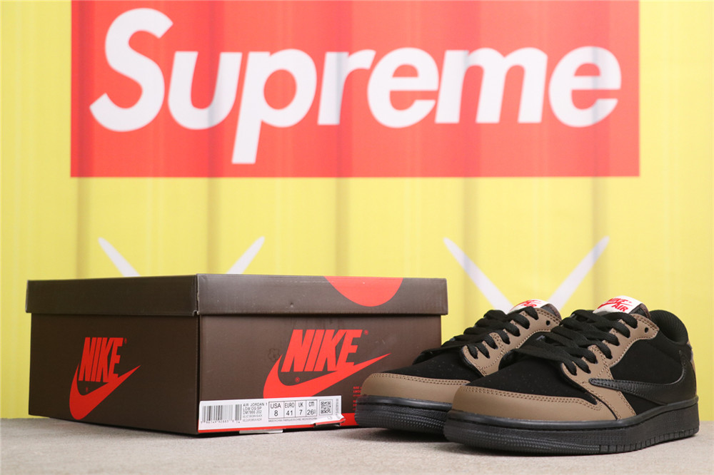 US$26 Air Jordan Travis Scott x Air Jordan 1 Low OG Velvet Brown DM7866-202 炭灰 Size 36-46