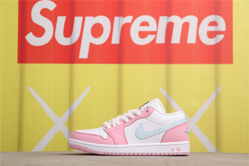 US$44 Air Jordan 1 Low Paw Print HM3706-141 白粉爪印 Size 36-46（36 36.5 37.5 38 38.5 39 40 40.5 41 42 4