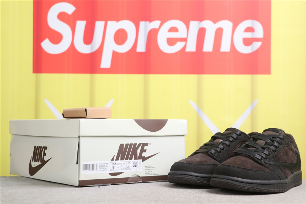 US$53 Air Jordan Travis Scott x Air Jordan 1 Low OG Velvet Brown DM7866-202 深咖色 Size 36-47.5